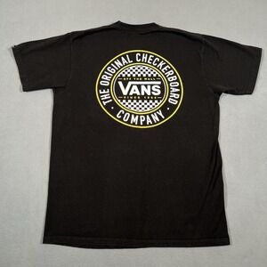 Vans T Shirt‎ Mens M Medium Black The Original Checkerboard Company Big Logo Tee